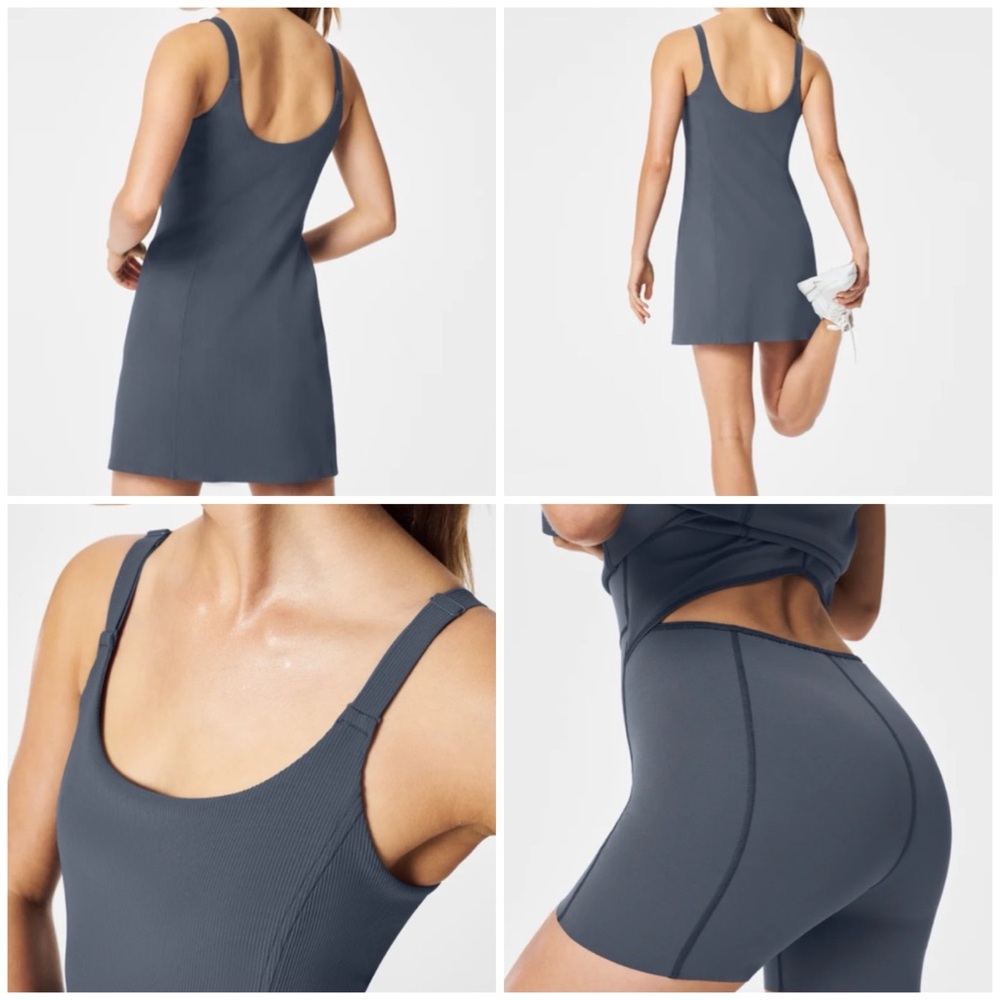 NWOT Spanx “Get Moving” Easy Access Ribbed Straight Mini Dress Dark Storm XL